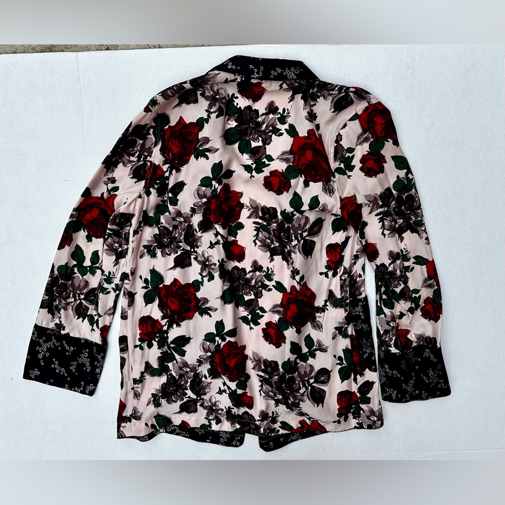 Small EQUIPMENT FEMME Pink Rose Floral THERON SILK ROBE Duster Kimono NO BELT - Picture 9 of 13